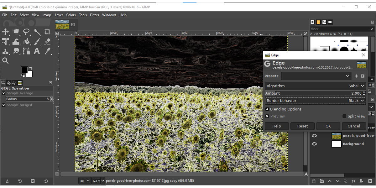 Параметры Edge Detect в GIMP