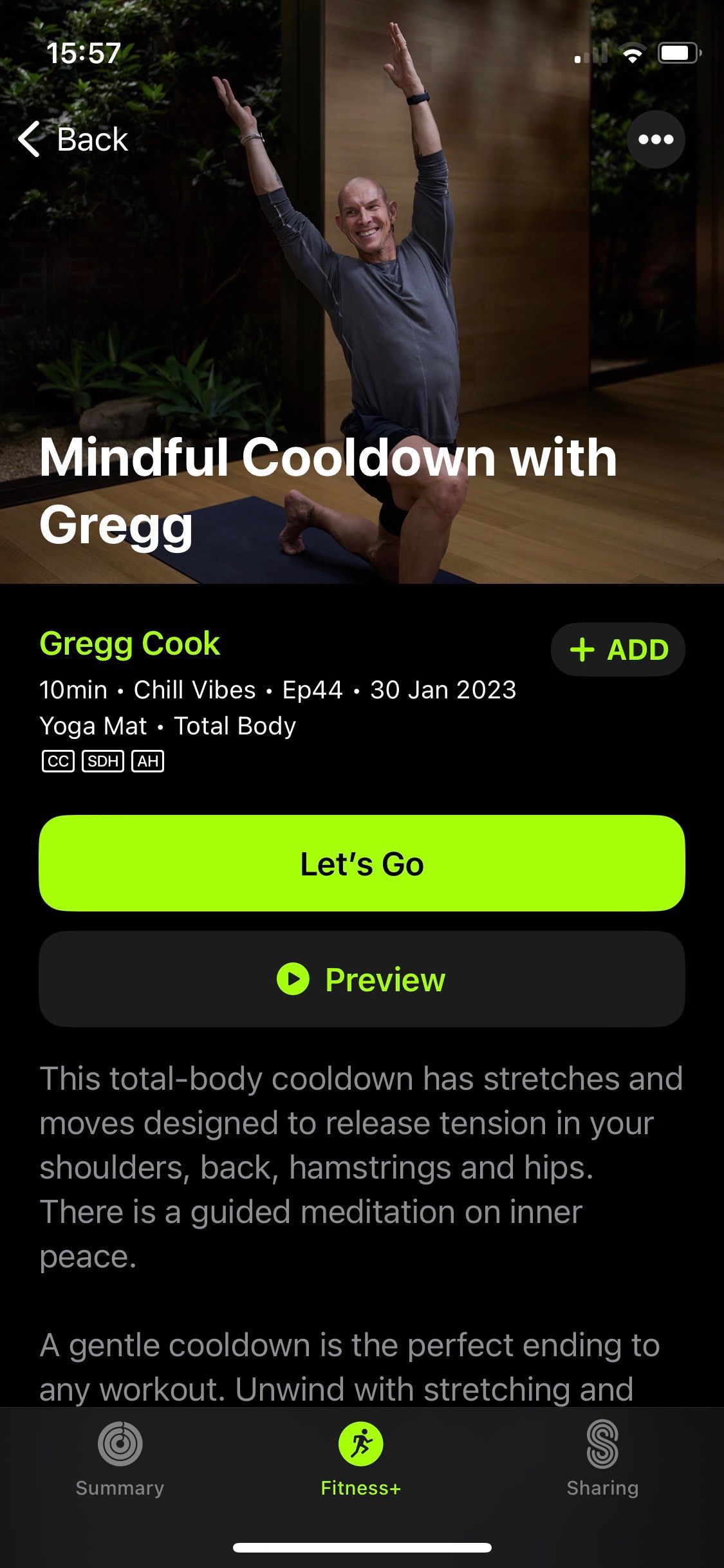 Скриншот Mindful Cooldown с тренером Gregg