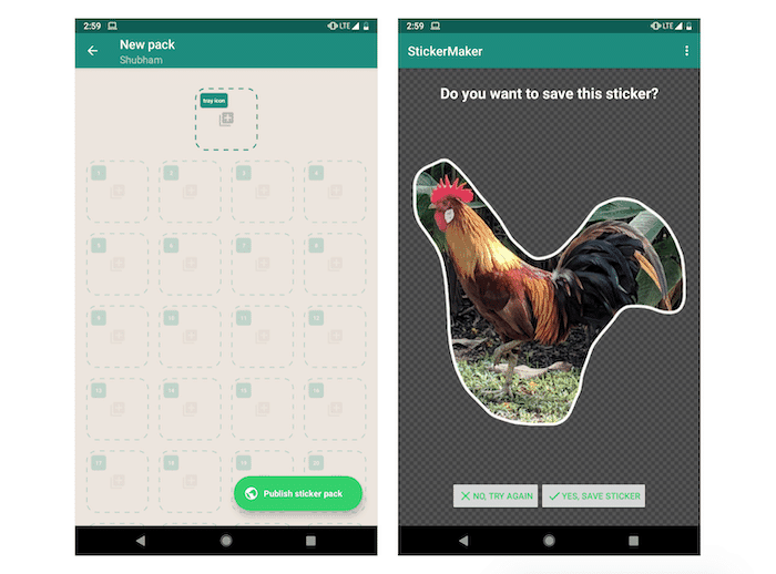 Скриншот готового набора стикеров в WhatsApp