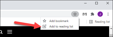 Меню добавления в Reading List