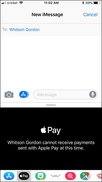 Сообщение о невозможности принять платеж через Apple Pay Cash
