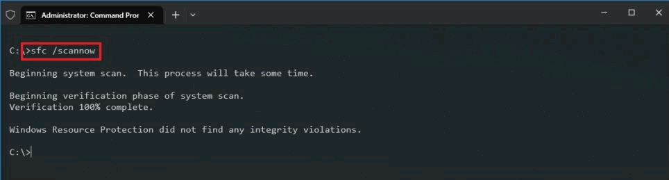 Выполнение SFC в окне командной строки
