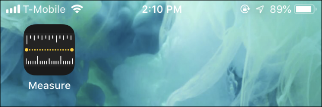 Поиск приложения Measure на домашнем экране iPhone
