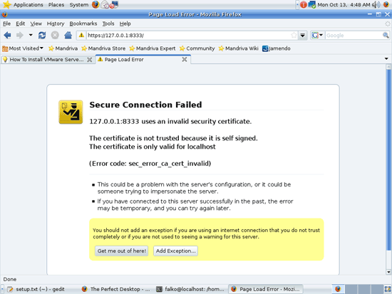 Кнопка Add Exception в Firefox