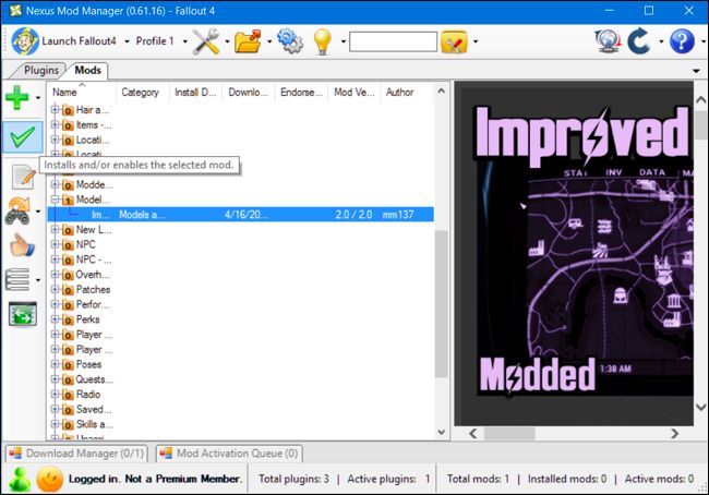 Включение мода в NMM