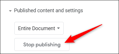 Нажмите «Остановить публикацию».