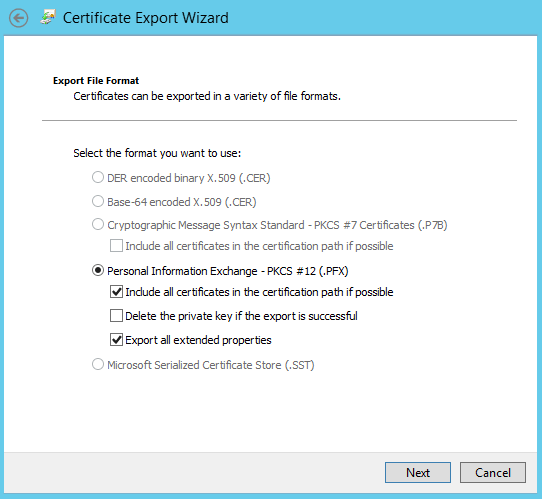 Список сертификатов в консоли Windows