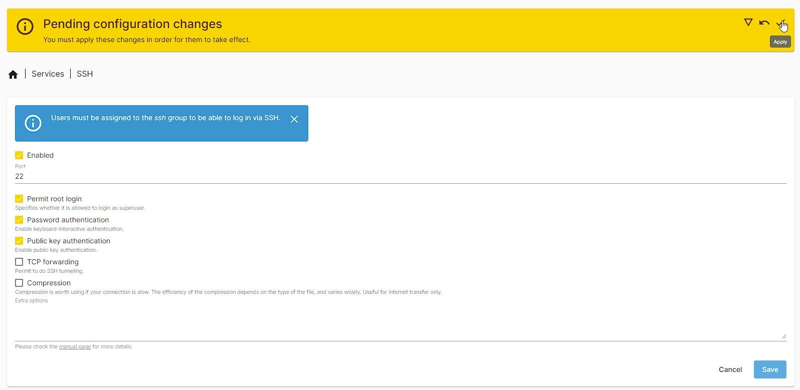 Включение SSH в OpenMediaVault
