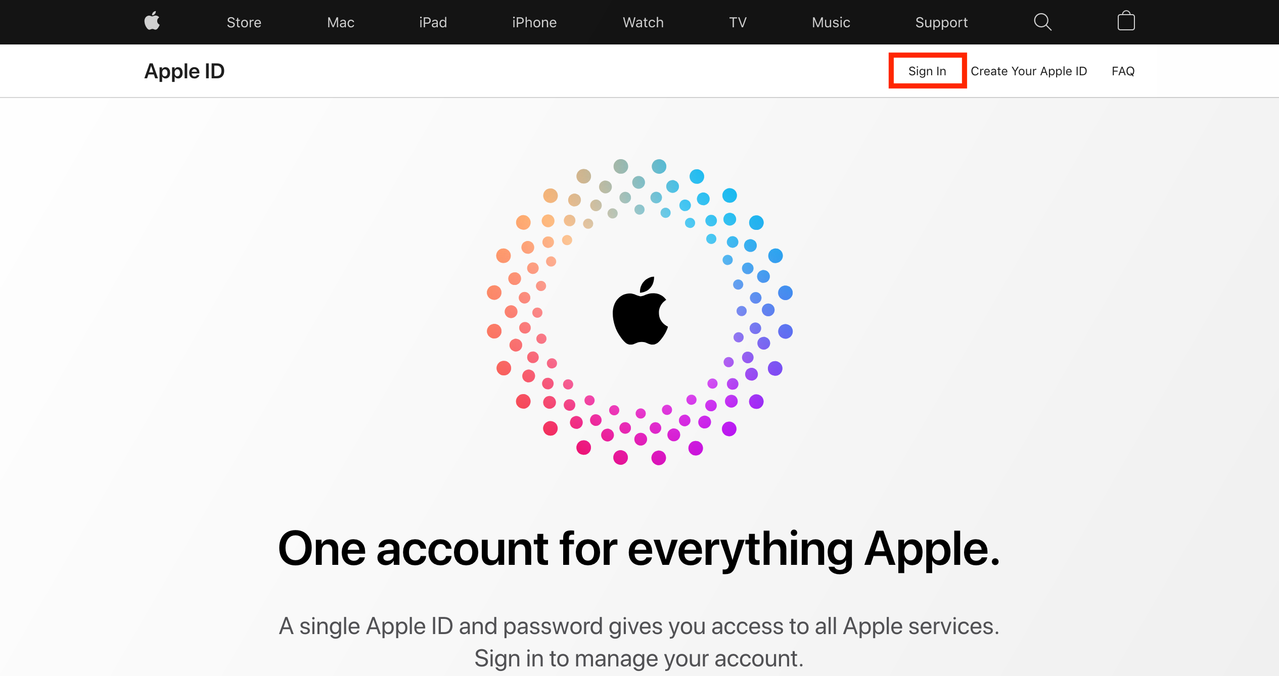 Вход в аккаунт Apple ID на сайте