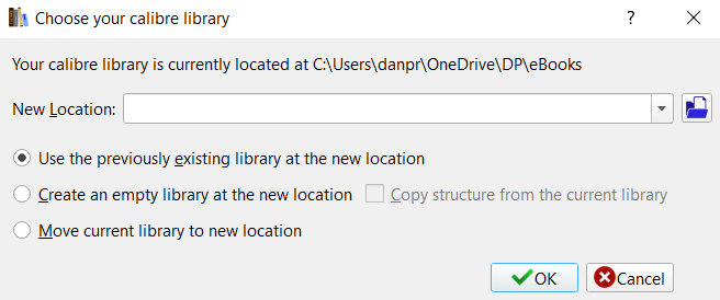 calibre new library location