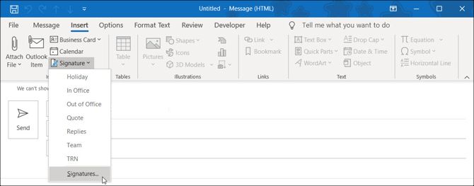 signatures in email compose window