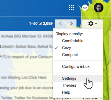 Настройки Gmail с вкладкой Аккаунты и импорт