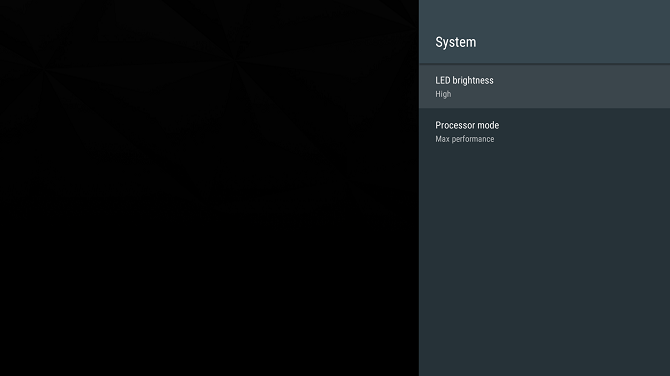 Режимы процессора в настройках системы Shield TV