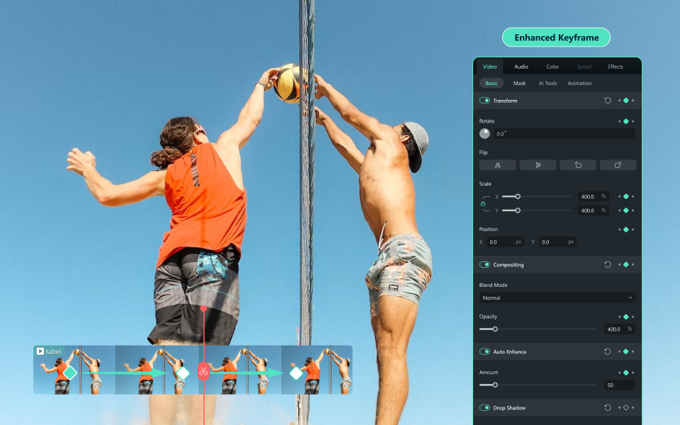 Интерфейс кейфреймов и параметры анимации