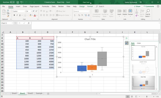Стили и темы диаграмм в Excel