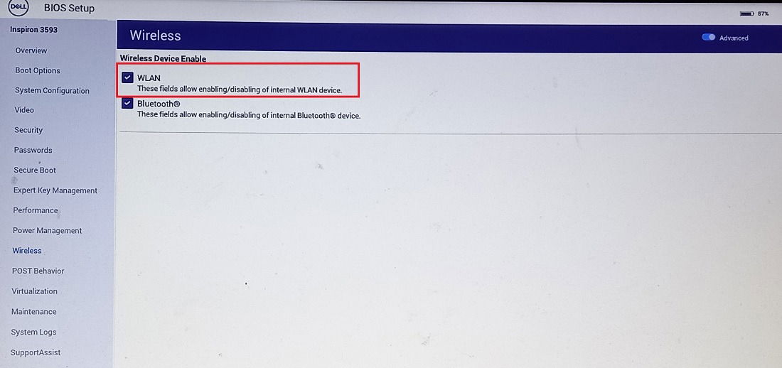 Отключение WLAN в BIOS/UEFI