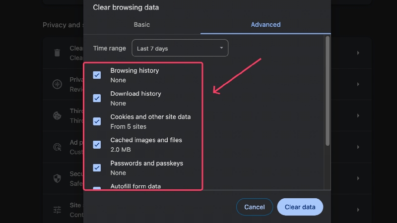 advanced settings in chrome