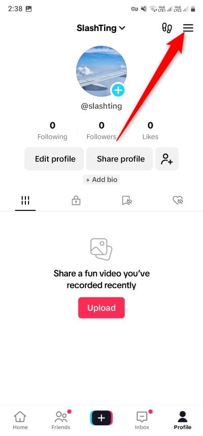 tiktok menu button