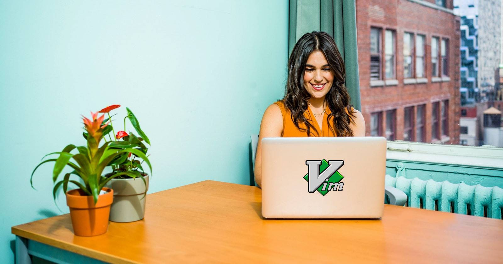 женщина устанавливает плагины Vim на ПК