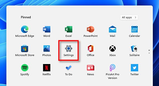 In the Windows 11 Start menu, click 