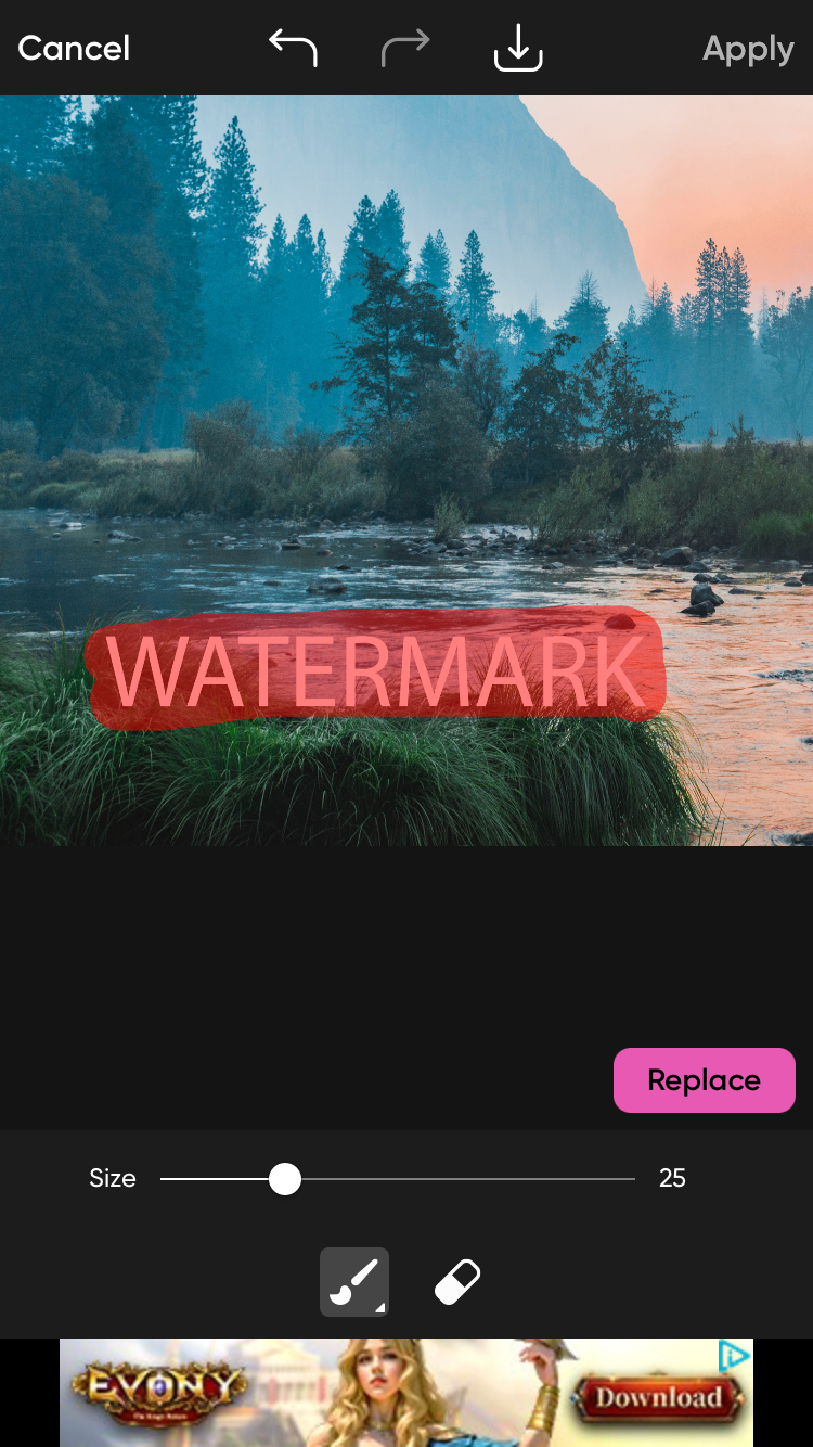 Выделение для AI Replace в приложении Picsart