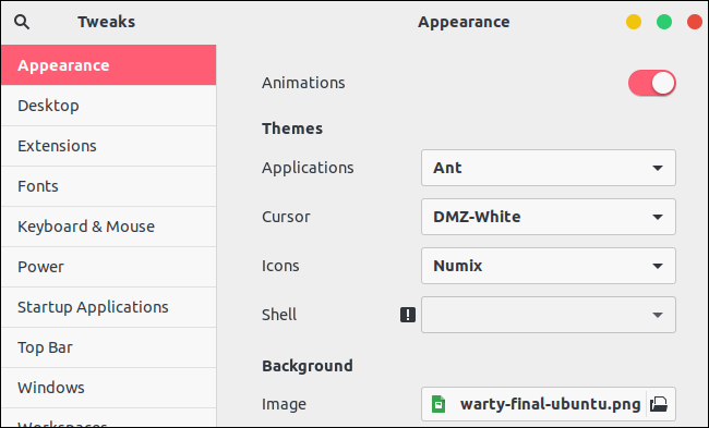 Выбор только что установленной темы в Tweaks
