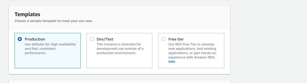 Шаг 5 — выбор шаблона Production, Dev/Test или Free tier