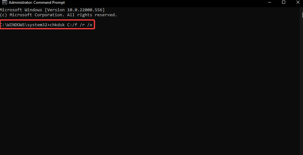 Результат команды chkdsk при проверке диска