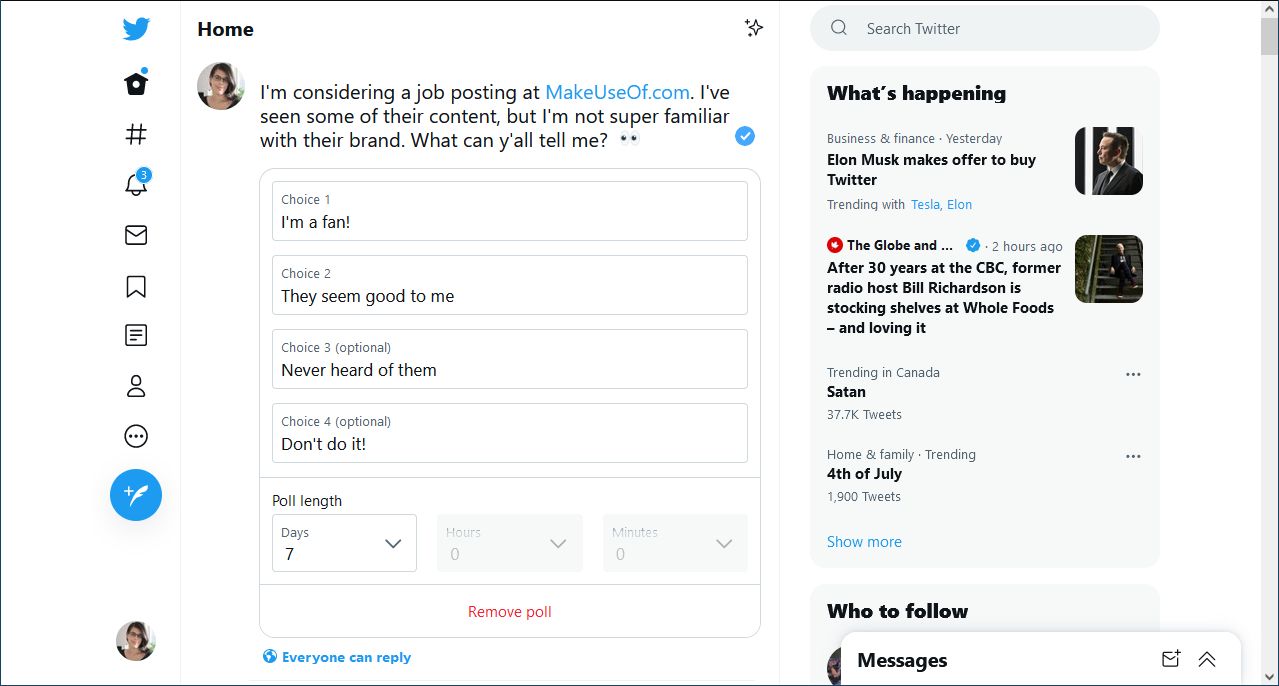 Опрос мнения в Twitter о потенциальном работодателе — пример проверки репутации в соцсетях