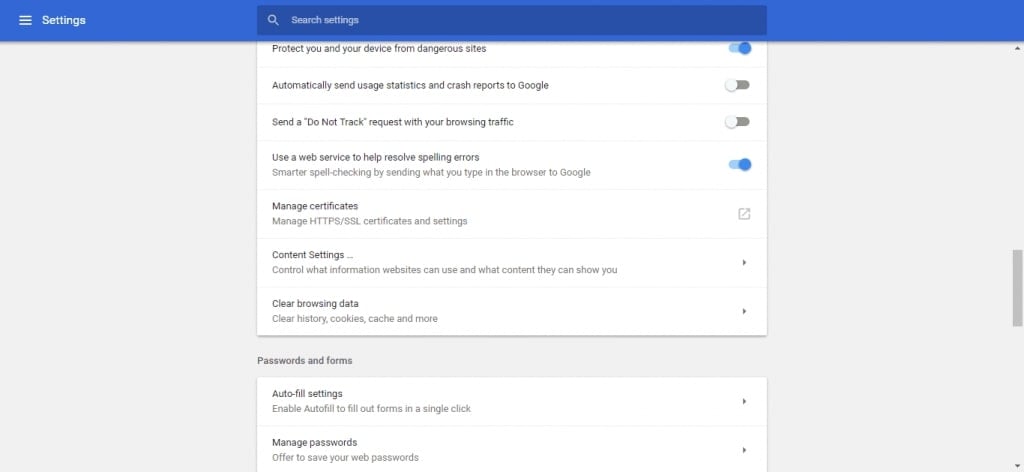 Сброс настроек Google Chrome
