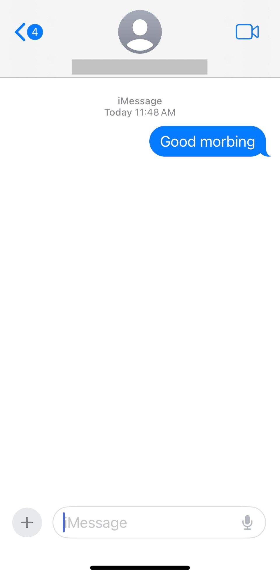 Текст iMessage с опечаткой на iPhone