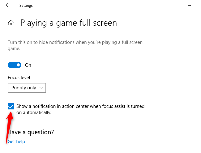 Отключение голосовых уведомлений Cortana для Focus Assist