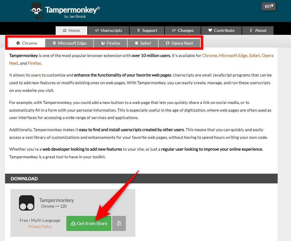 Установка расширения Tampermonkey в браузере