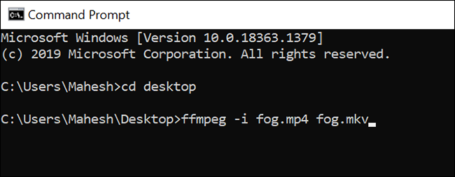 Пример конвертации видео с помощью FFmpeg