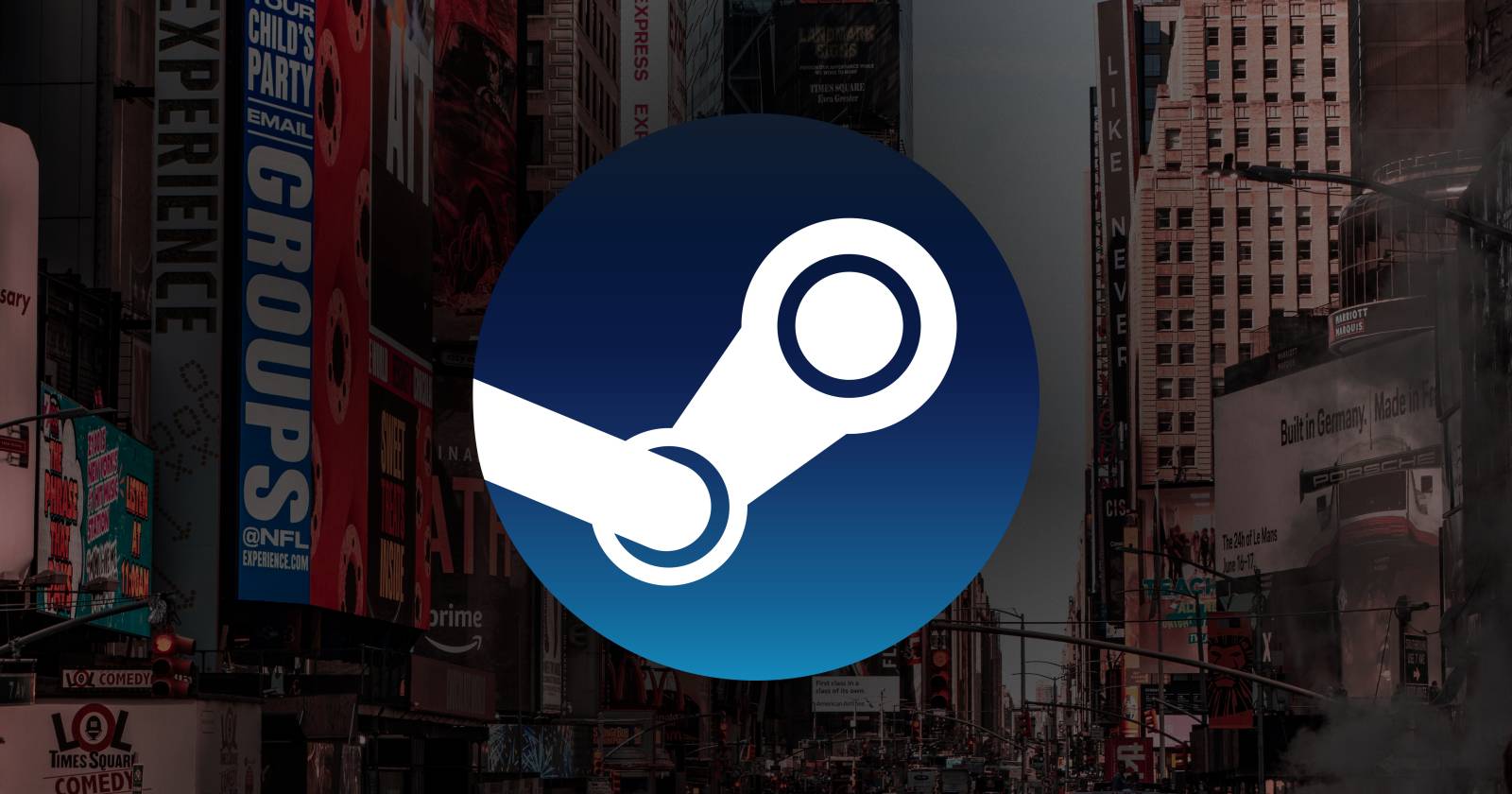 steam logo with billboards in background