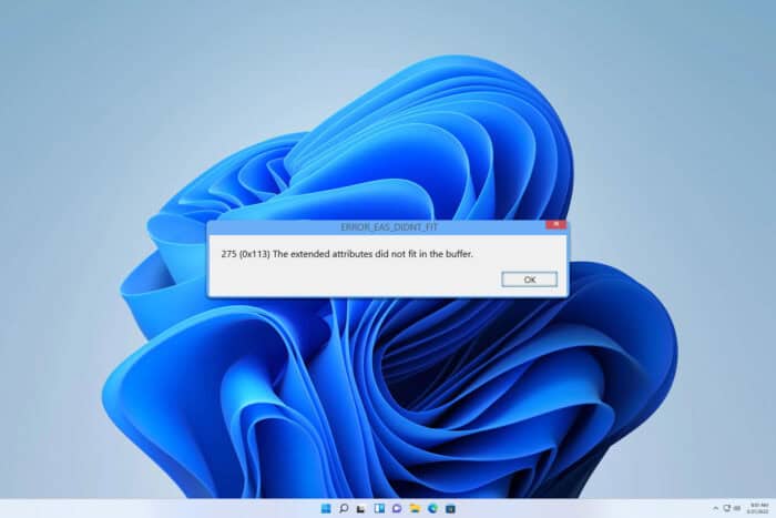 ERROR_EAS_DIDNT_FIT: как исправить 0x113