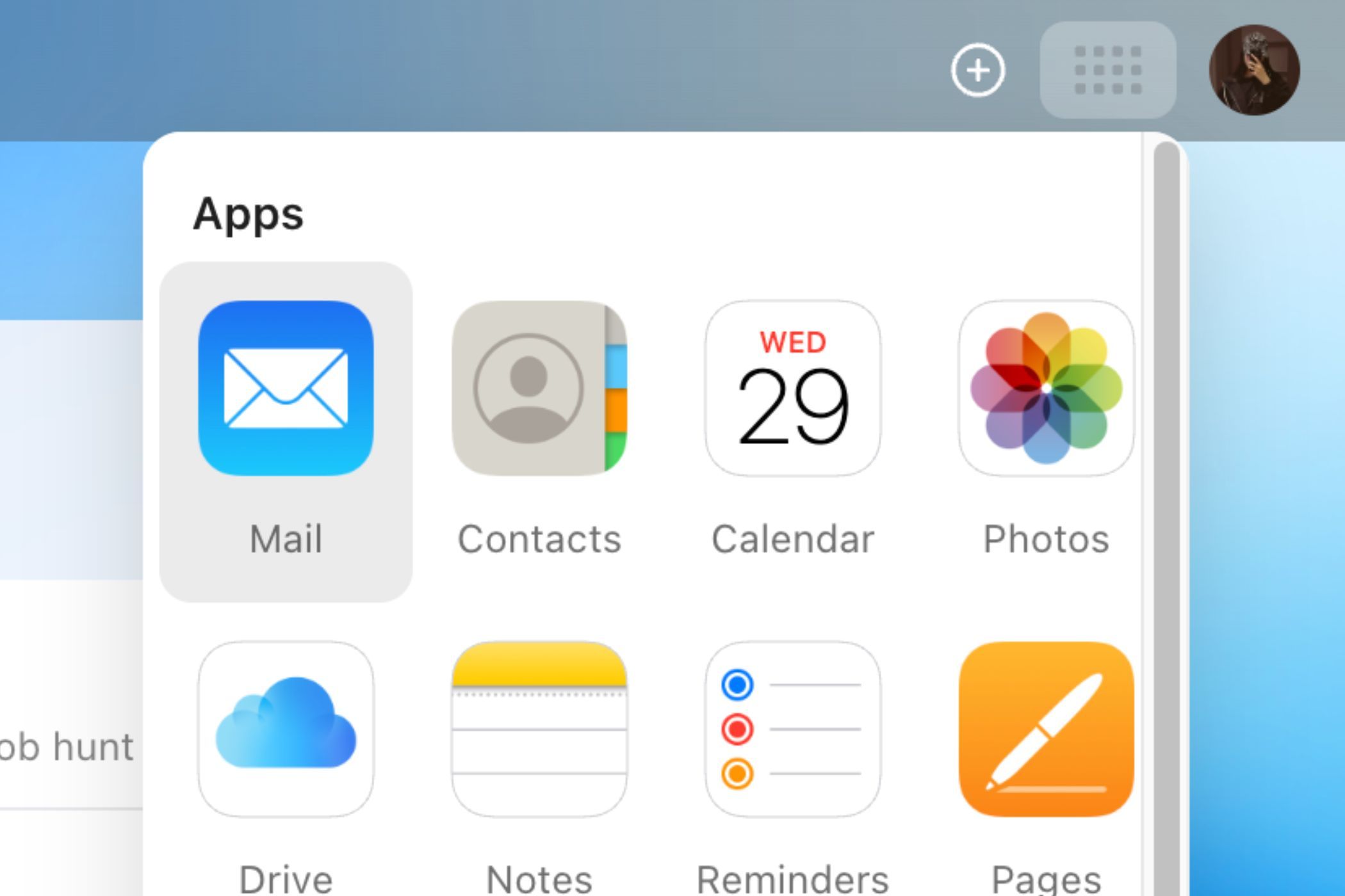 Apple Mail icon in the iCloud web interface.