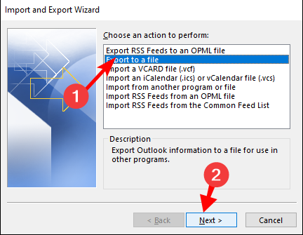 Мастер экспорта: Export to a file