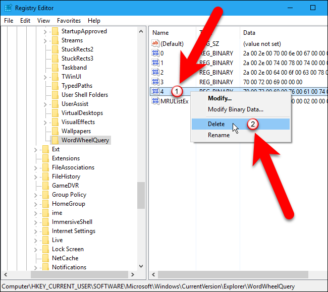 Удаление отдельного значения WordWheelQuery