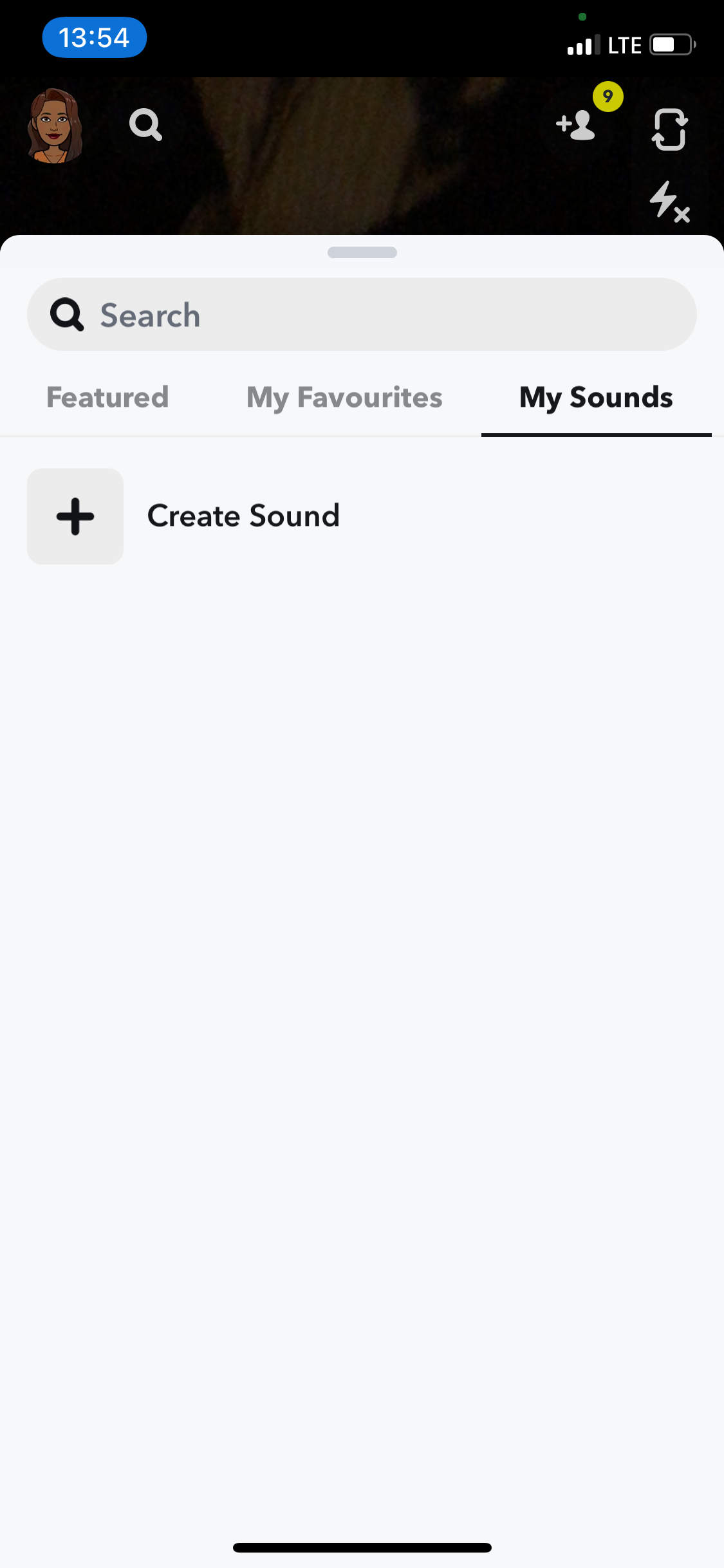 Создание собственного звука в Snapchat — экран записи