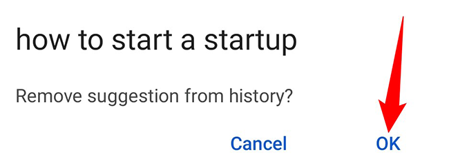 Подтвердите удаление подсказки в Edge на мобильном.