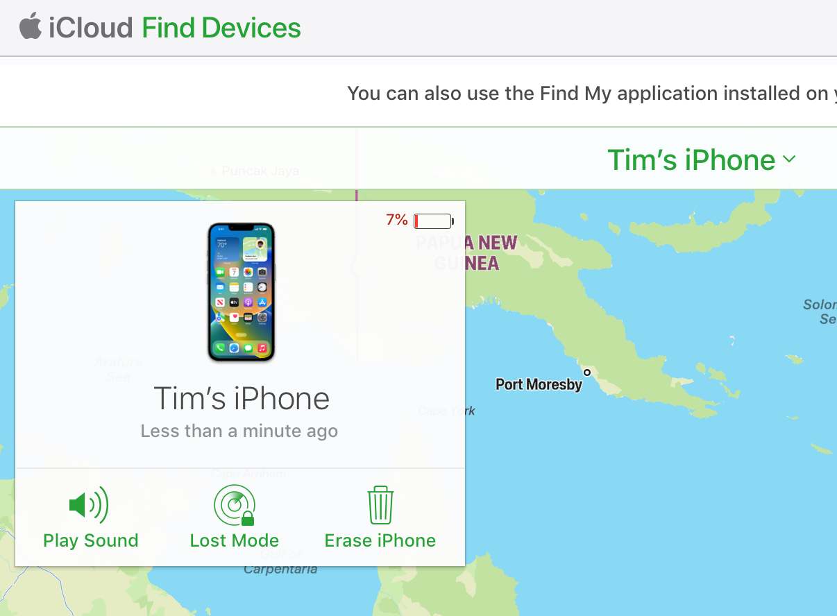 iCloud.com в браузере: удалённое стирание и снятие с учётной записи Find My iPhone