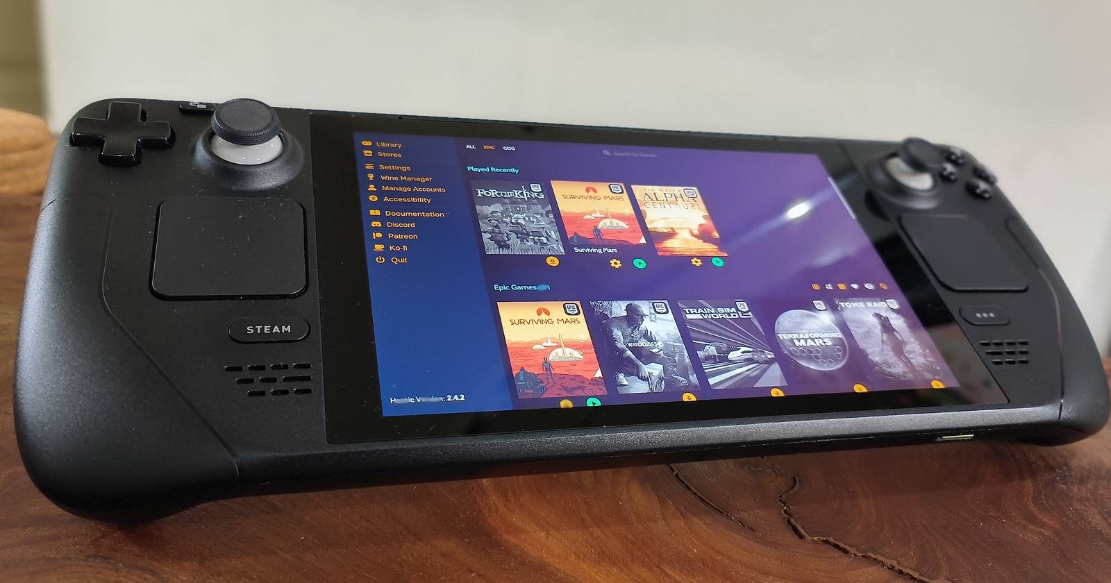 Steam Deck running Epic Games