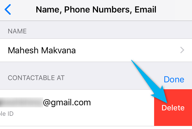 Выберите «Удалить» для удаления адреса
