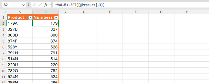 LEFT и VALUE используются для получения трёх левых цифр и их преобразования в число.