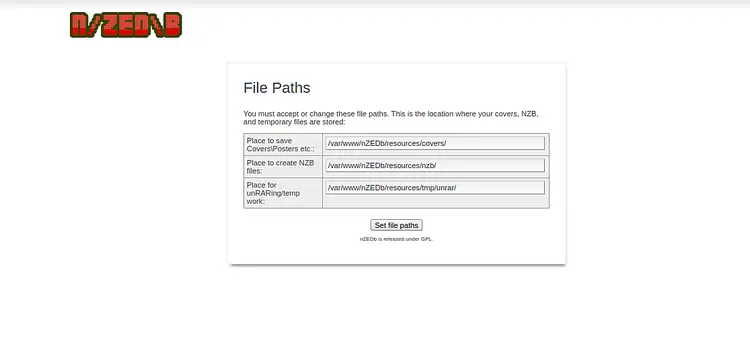 Указание путей для файлов и каталогов в nZEDb