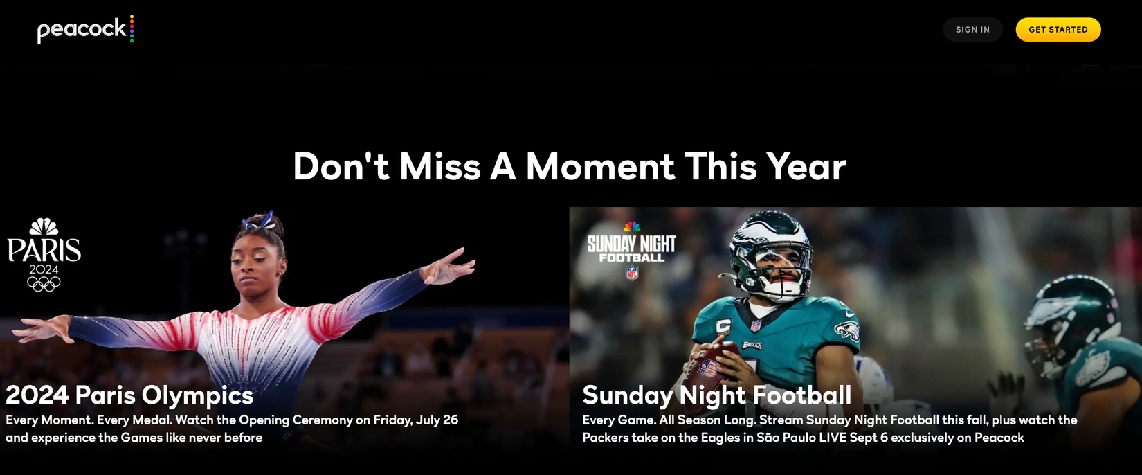 Главная страница Peacock TV