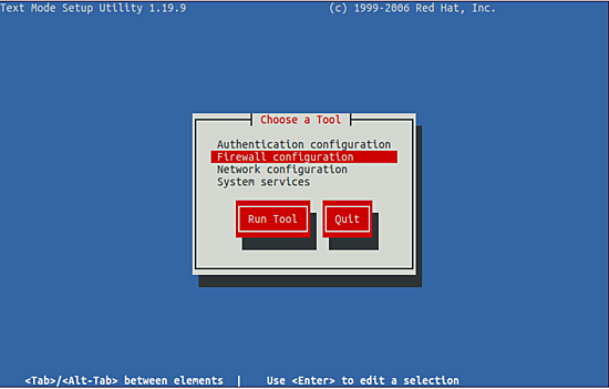 Выбор Firewall configuration
