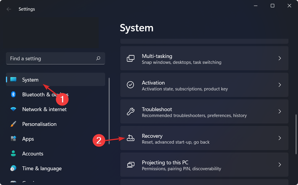 Сброс Windows в Параметры → Восстановление
