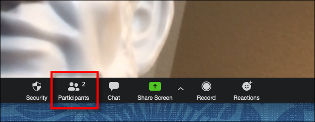 Кнопка «Участники» на панели инструментов Zoom